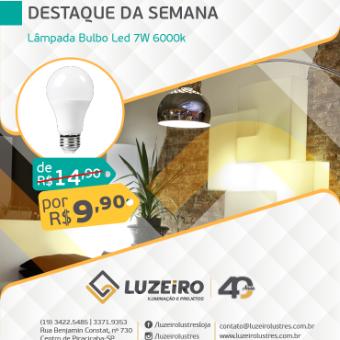 Lâmpada Bulbo Led 7W 6000k