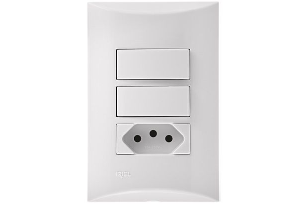 2 Interruptores Simples 1 Tomada 10a 4x2 Brava Branco