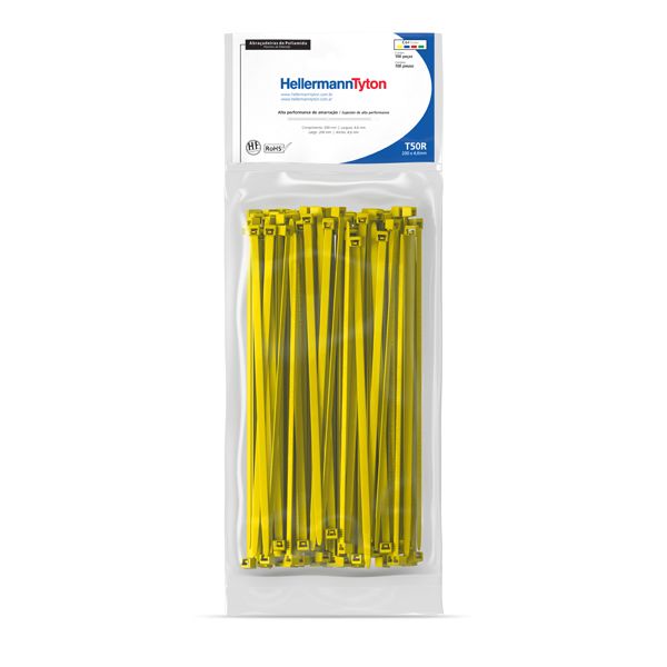 Abraçadeira Flexível de Nylon 200x4,6mm Amarelo T50R Hellermann