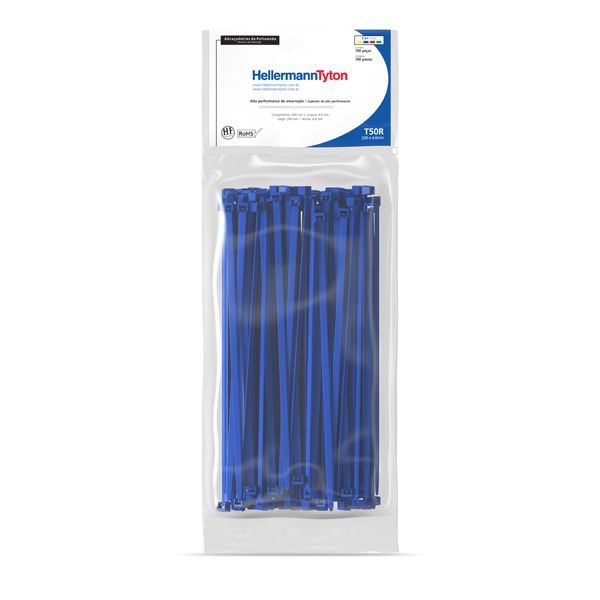 Abraçadeira Flexível de Nylon 200x4,6mm Azul T50R Hellermann
