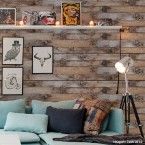 Adesivo de parede madeira antiga 44cm x 3 metros Grudado Adesivos