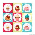 Adesivos de azulejo Cupcake 24 unidades Grudado Adesivos