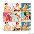 Adesivos de azulejo Pin Up 24 unidades Grudado Adesivos