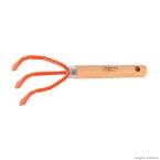 Ancinho metálico 3 dentes com cabo de madeira Tramontina