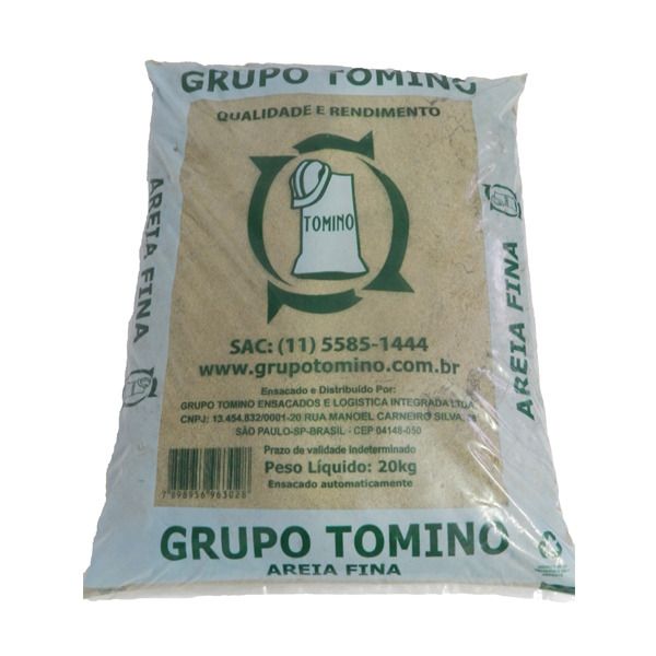 Areia Fina Lavada Saco de 20Kg Grupo Tomino