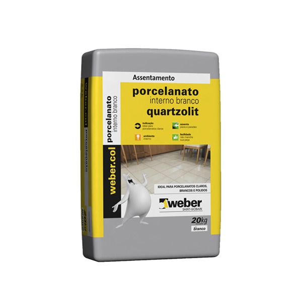 Argamassa Colante Weber Col para Porcelanato Interno BR 20Kg Quartzolit