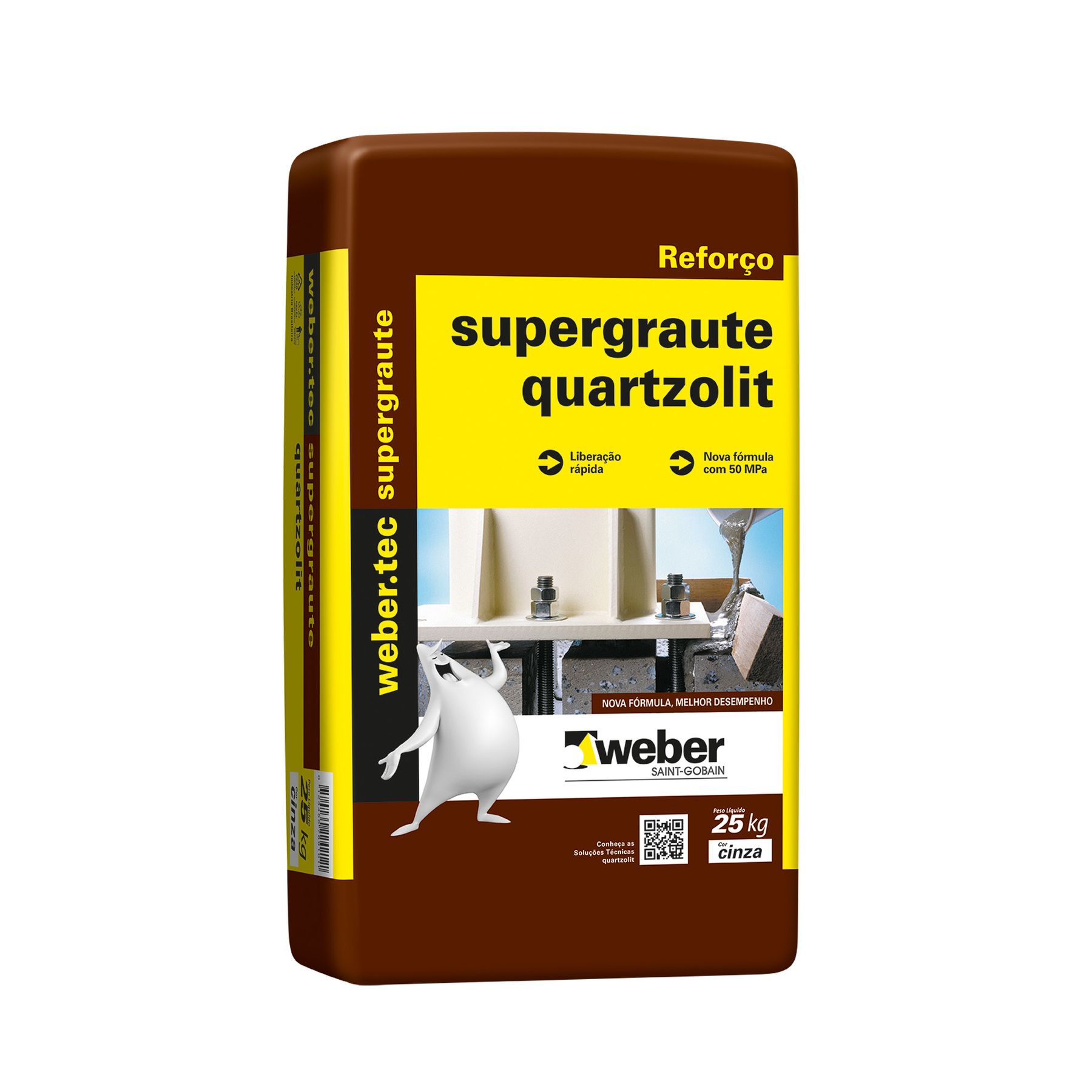 Argamassa Weber Tec Super Graute Cinza 25Kg Quartzolit