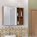 Armário para banheiro suspenso com espelho Maris carvalho, marsalla e branco Itatiaia