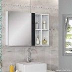 Armário para banheiro suspenso com espelho Maris preto e branco Itatiaia