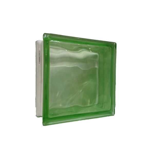 Bloco de Vidro Ondulado Verde 8x19x19cm