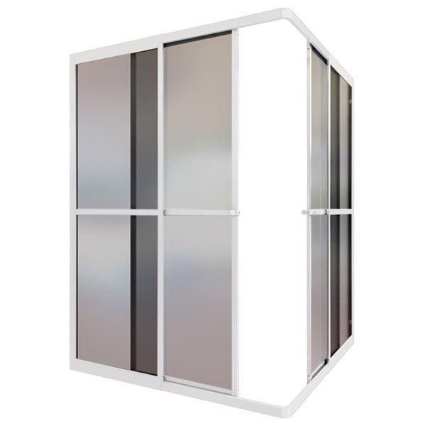 Box de Canto Plástico Fumê Kit Branco Fosco 1,85x0,9m