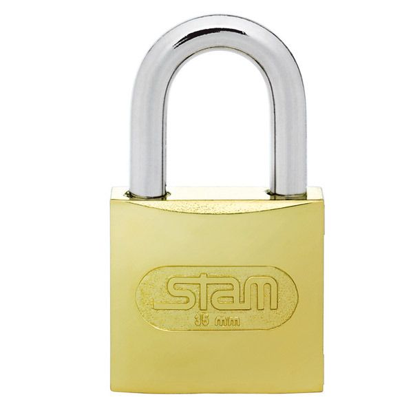 Cadeado com Chave Zamac Simples 35mm Dourado Stam