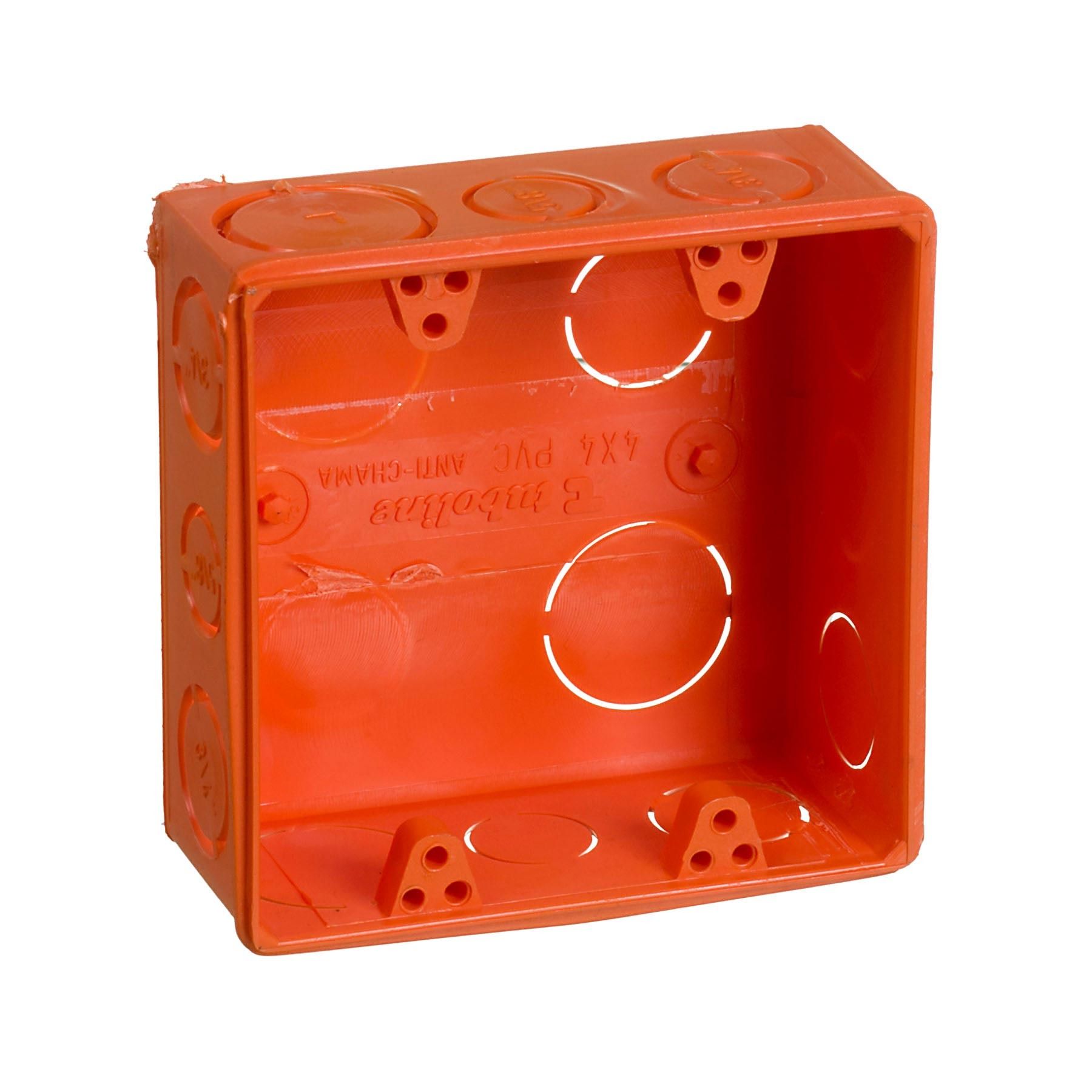 Caixa de Luz 4x4 Quadrada Laranja Tuboline