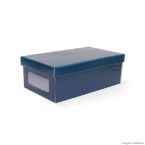 Caixa organizadora com visor retangular para sapato azul Boxmania