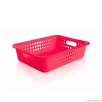 Caixa organizadora grande e baixa rosa OU