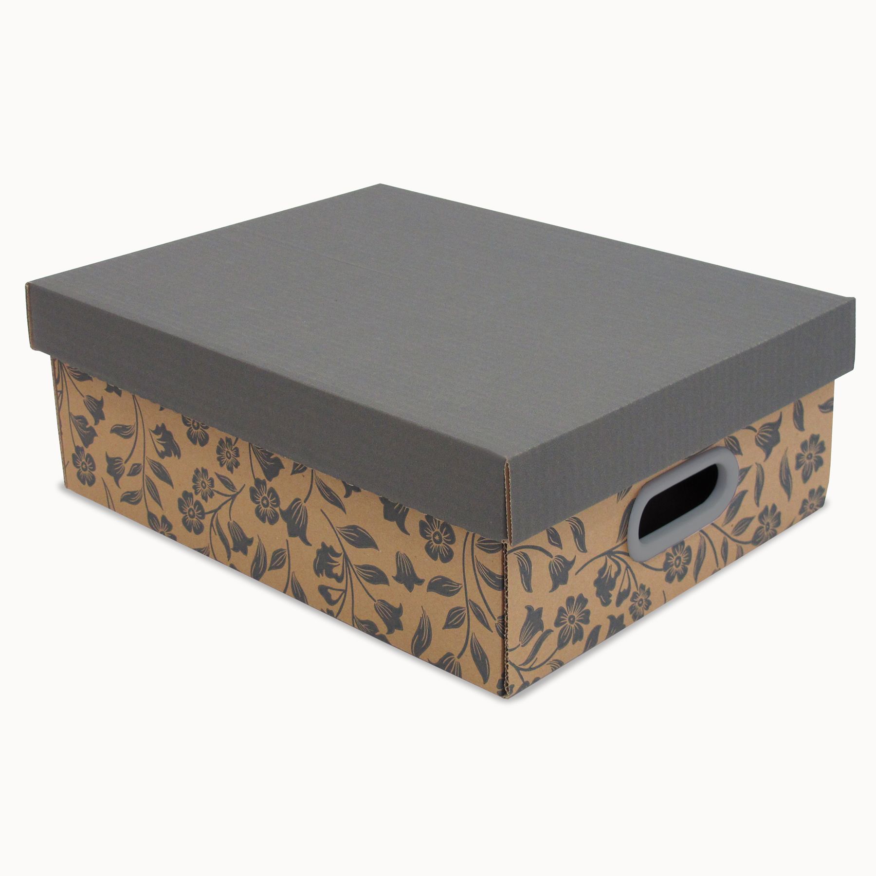 Caixa Organizadora Papelão Kraft e Cinza 12x28x35cm 11,76L Pratika Decor Boxgraphia