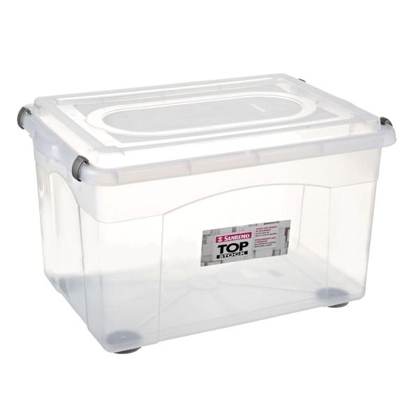 Caixa Organizadora Plástico Incolor 37x60x43cm 72L Top Stock Sanremo