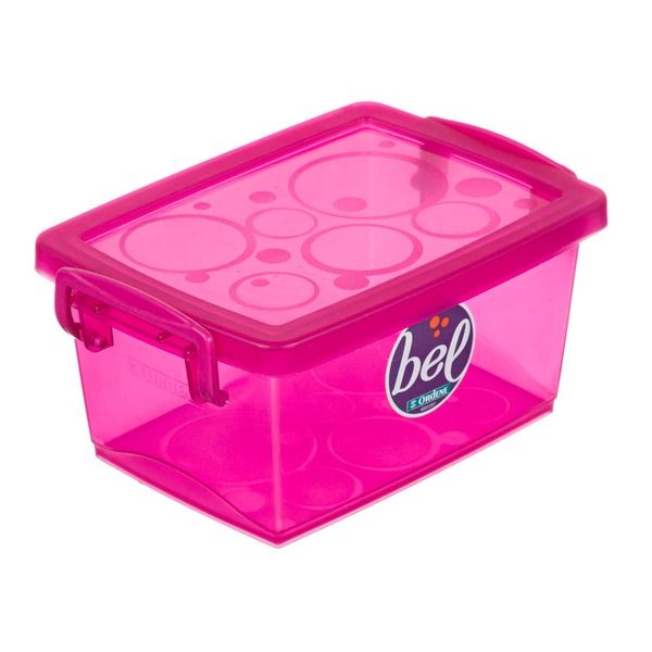 Caixa Organizadora Plástico Rosa 6x13x9cm 0,4L Bel Ordene