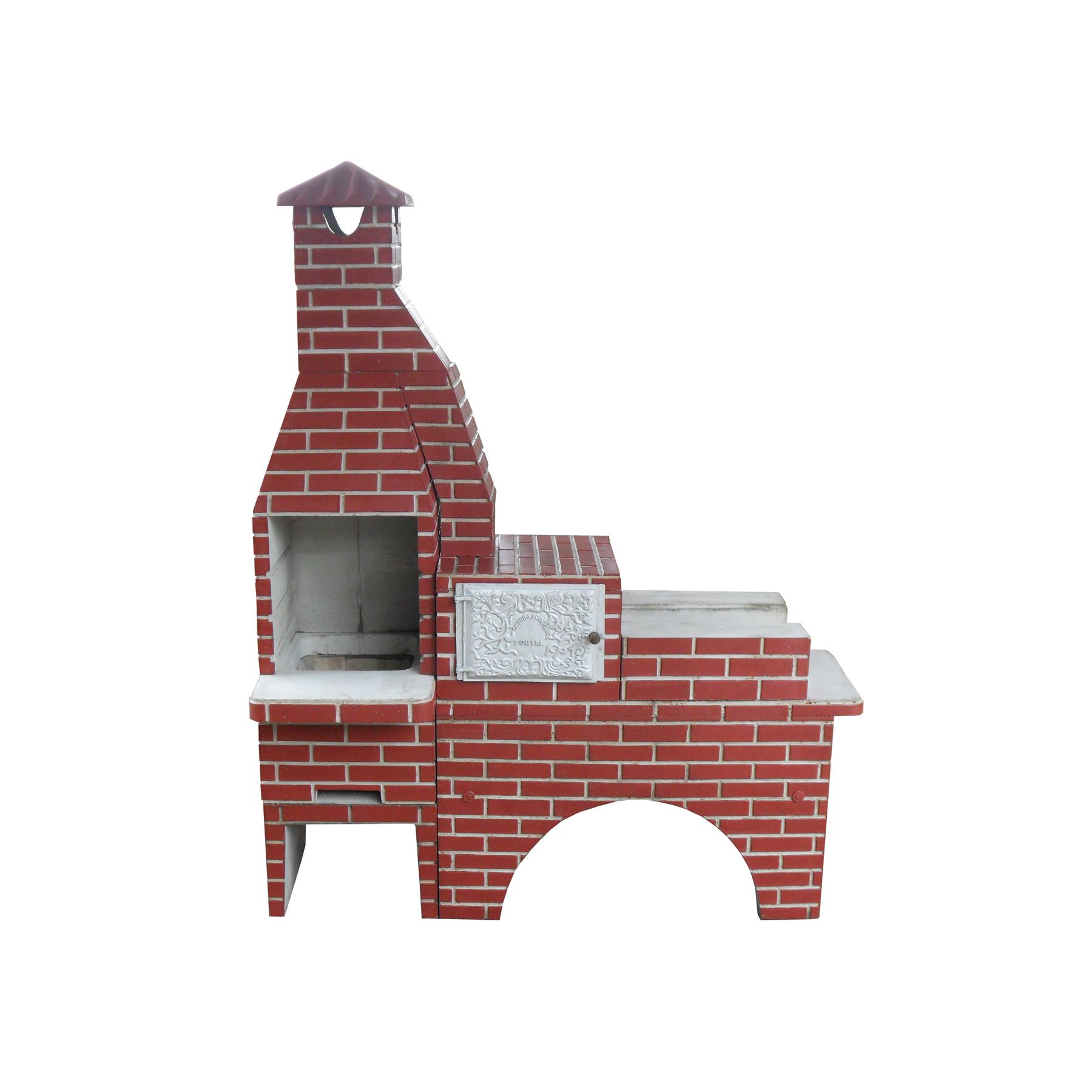 Churrasqueira de Concreto Refratário Tijolinho com Forno e Fogão 55cm Fortal