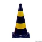 Cone de PVC para sinalização preto e amarelo 50 cm Balaska