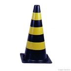 Cone de PVC para sinalização preto e amarelo 75 cm Balaska