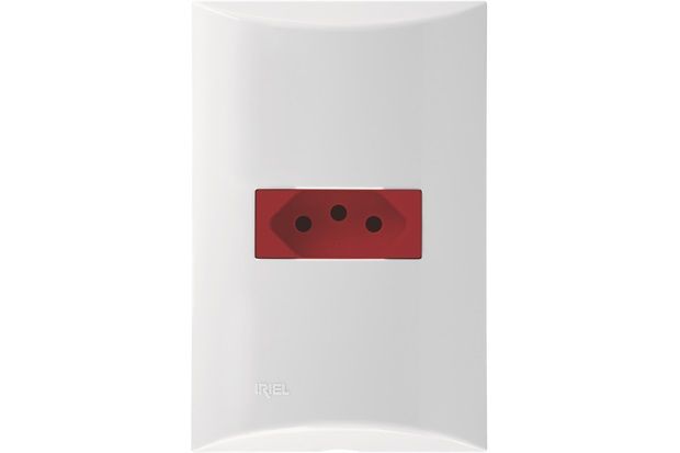 Conjunto 1 Tomada 10a Vermelha com Placa 4x2 Brava Branco