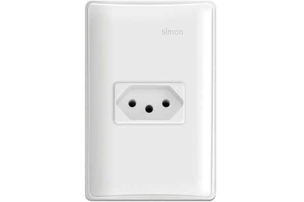 Conjunto 1 Tomada 2 Polos Terra 20a 220v Simon 19 Branco