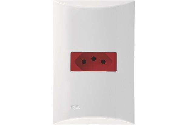 Conjunto 1 Tomada 20a Vermelha com Placa 4x2 Brava Branco