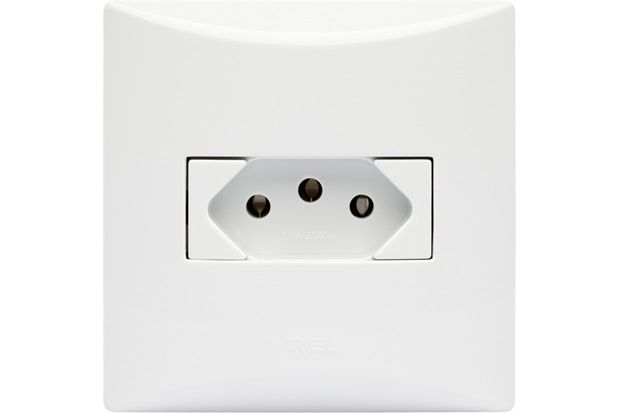 Conjunto 1 Tomada 2p T 10a Sistema Brava Branco