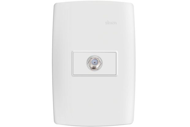 Conjunto 1 Tomada Coaxial para Tv Simon 30 Branco