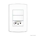 Conjunto Bianco Pró 4x2 2 interruptores simples e tomada 10A 85133 branco Alumbra