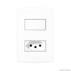 Conjunto Bianco Pró 4x2 interruptor simples e tomada 10A 85132 branco Alumbra