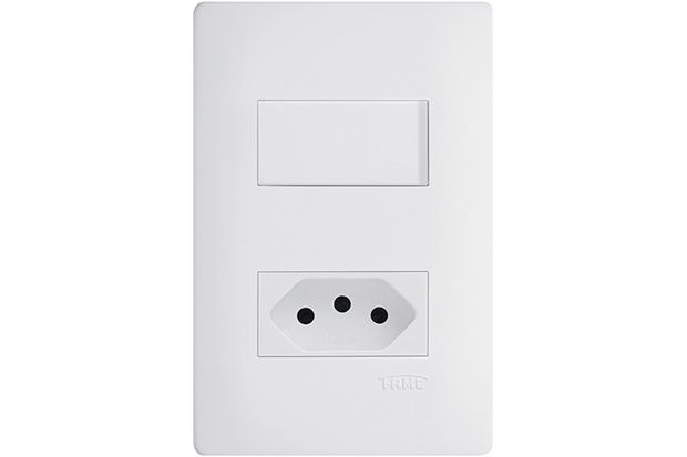 Conjunto de 1 Interruptor Simples E 1 Tomada 2p T Distanciados Habitat 10a 250v