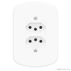 Conjunto montado de tomada dupla 10A com placa distanciadas 250V Blanc Fame