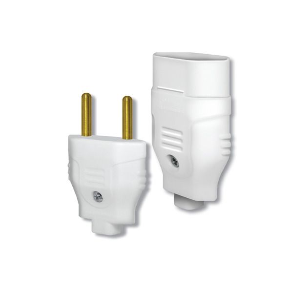 Conjunto plugue Macho plugue Fêmea 2Pólos 10A Branco Alumbra