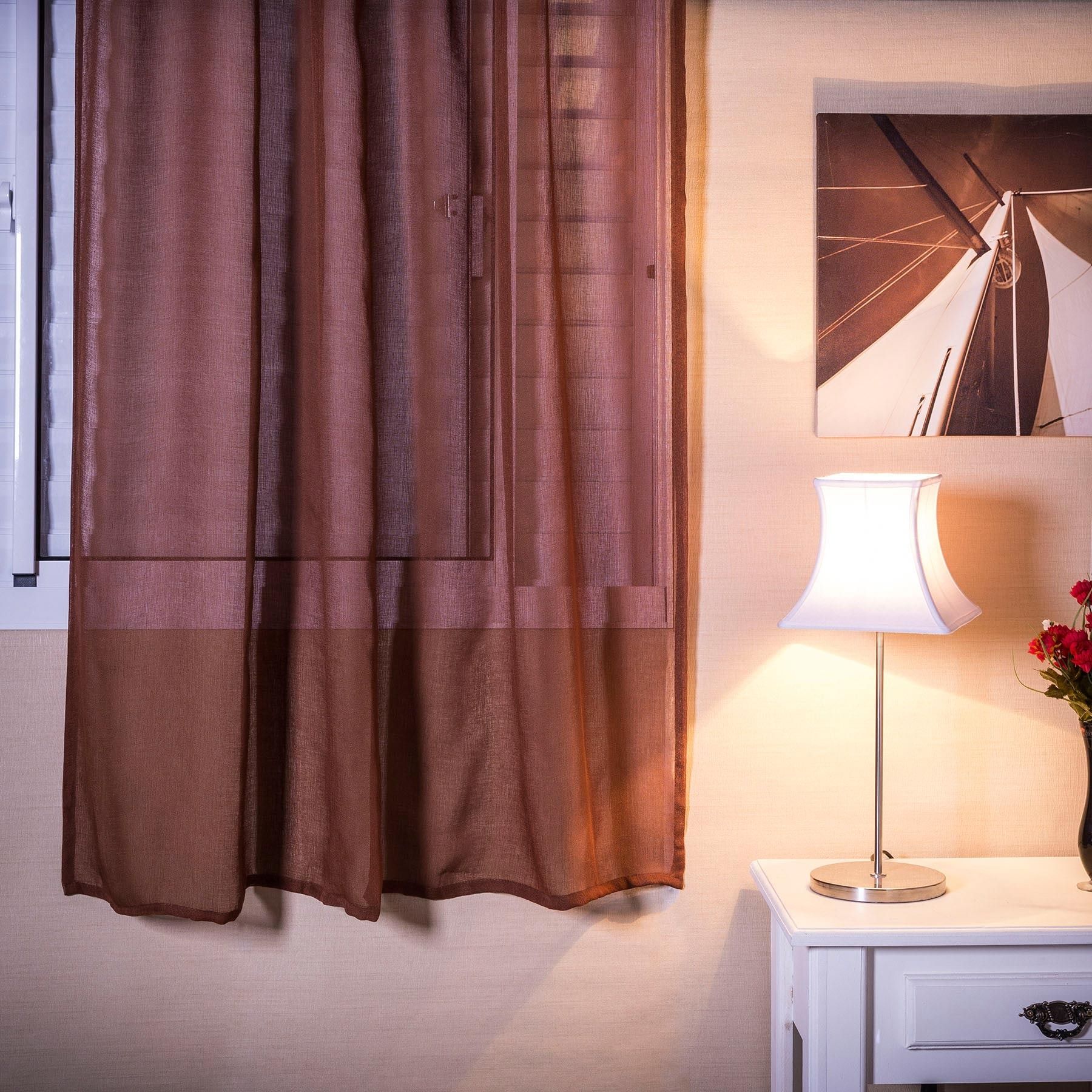 Cortina Faux Linen Marrom 1,35x1,80m