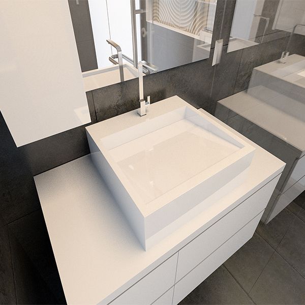 Cuba de Apoio Ardósia Quadrada Branca 13x40x40cm Gold Venturi