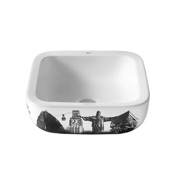 Cuba de Apoio Louça Quadrada Branca 40x40x18cm Rio Roca