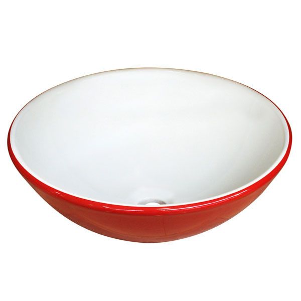 Cuba de Apoio Porcelana Redonda Vermelha 38x38x13cm Color Eternit