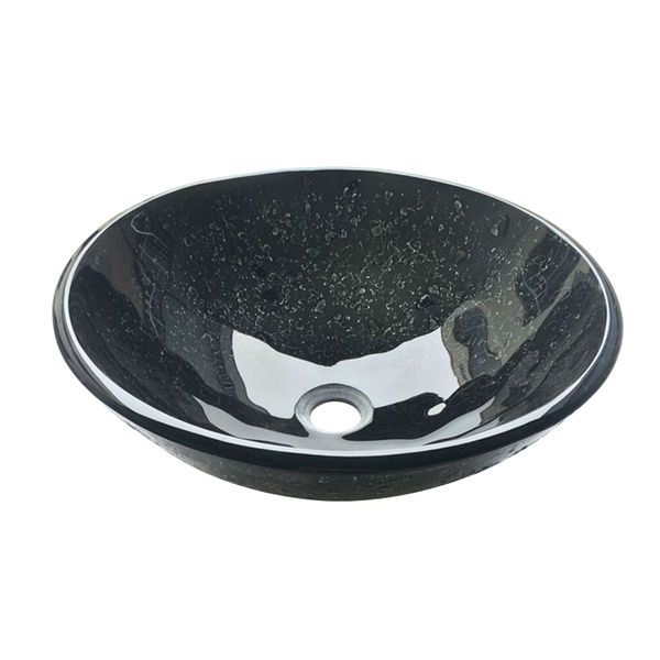 Cuba de Apoio Vidro Redonda Preta 42x42x14,50cm Onix Importado