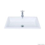 Cuba para banheiro de sobrepor retangular 59x30cm L1.070 gelo Deca