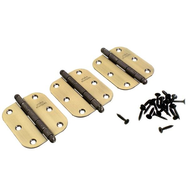 Dobradiça para Porta 3x2.1/2 Aço Oxidado União Mundial