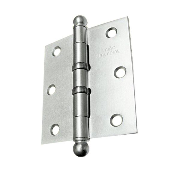 Dobradiça para Porta Simples 3.1/2x3 Aço Cromado União Mundial