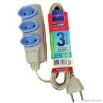 Extensão elétrica 3 metros 3 tomadas Noshock LP cinza Daneva