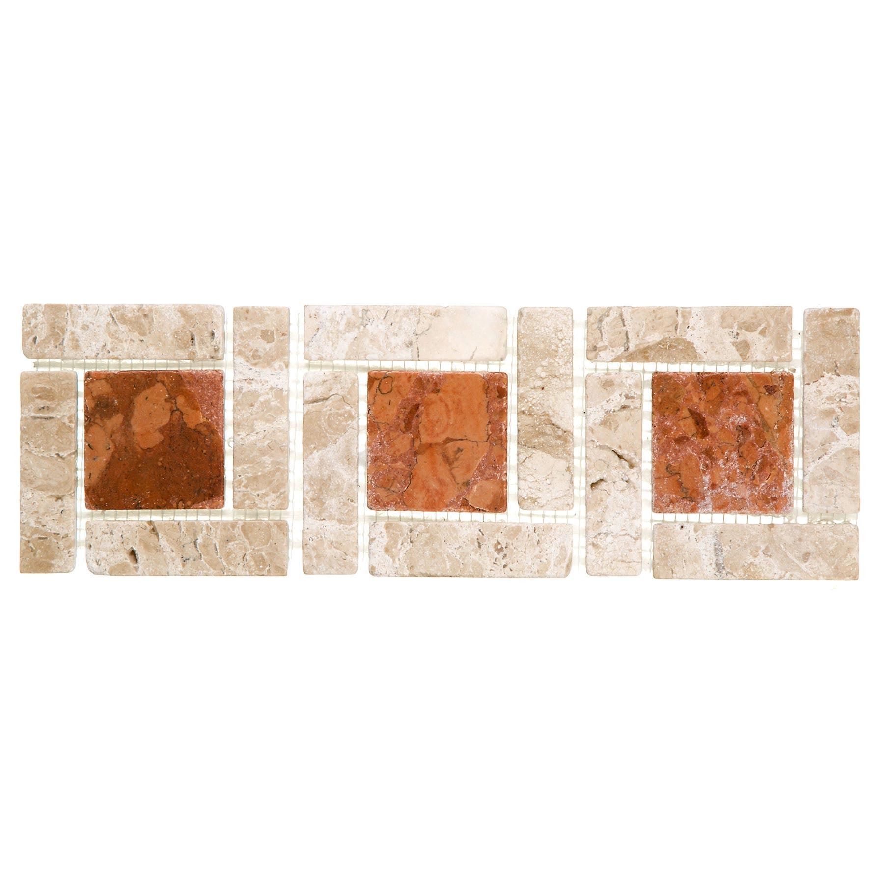 Faixa Piso Mármore Acetinado Caracol Rosso Verona 9,5x29,5 Forti Marmi