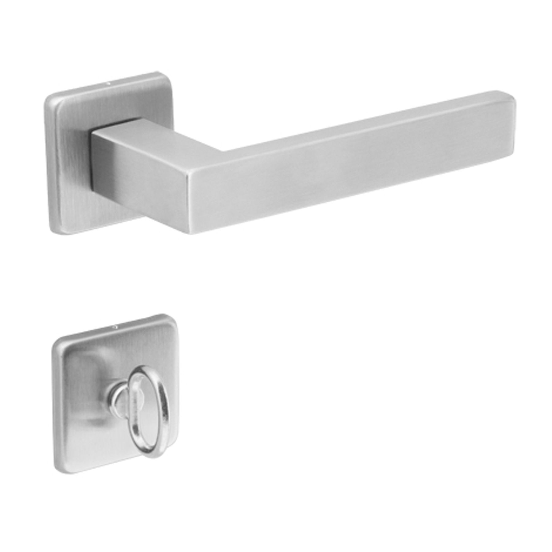 Fechadura Banheiro 55mm Aço e Zamac Escovado Quadra Arouca