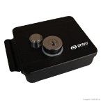 Fechadura elétrica com botão abertura externa e interna 12V 1A preta Gravo