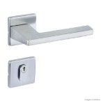 Fechadura externa de aço zamac 451 ZK com roseta cromada acetinada La Fonte