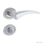 Fechadura para banheiro de aço zamac 401 com roseta cromada acetinada La Fonte