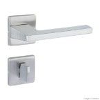 Fechadura para banheiro de aço zamac 451 com roseta cromada acetinada La Fonte